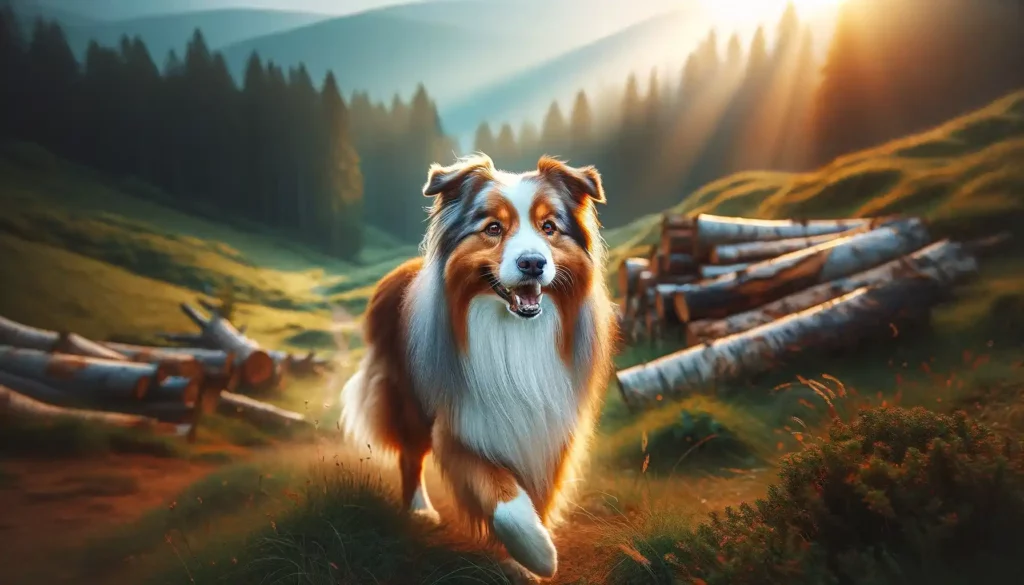 Australian Shepherd mit passendem bellerei Hundegeschirr